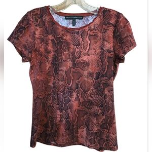 White House Black Market Red Snake Print Short Sleeve Top